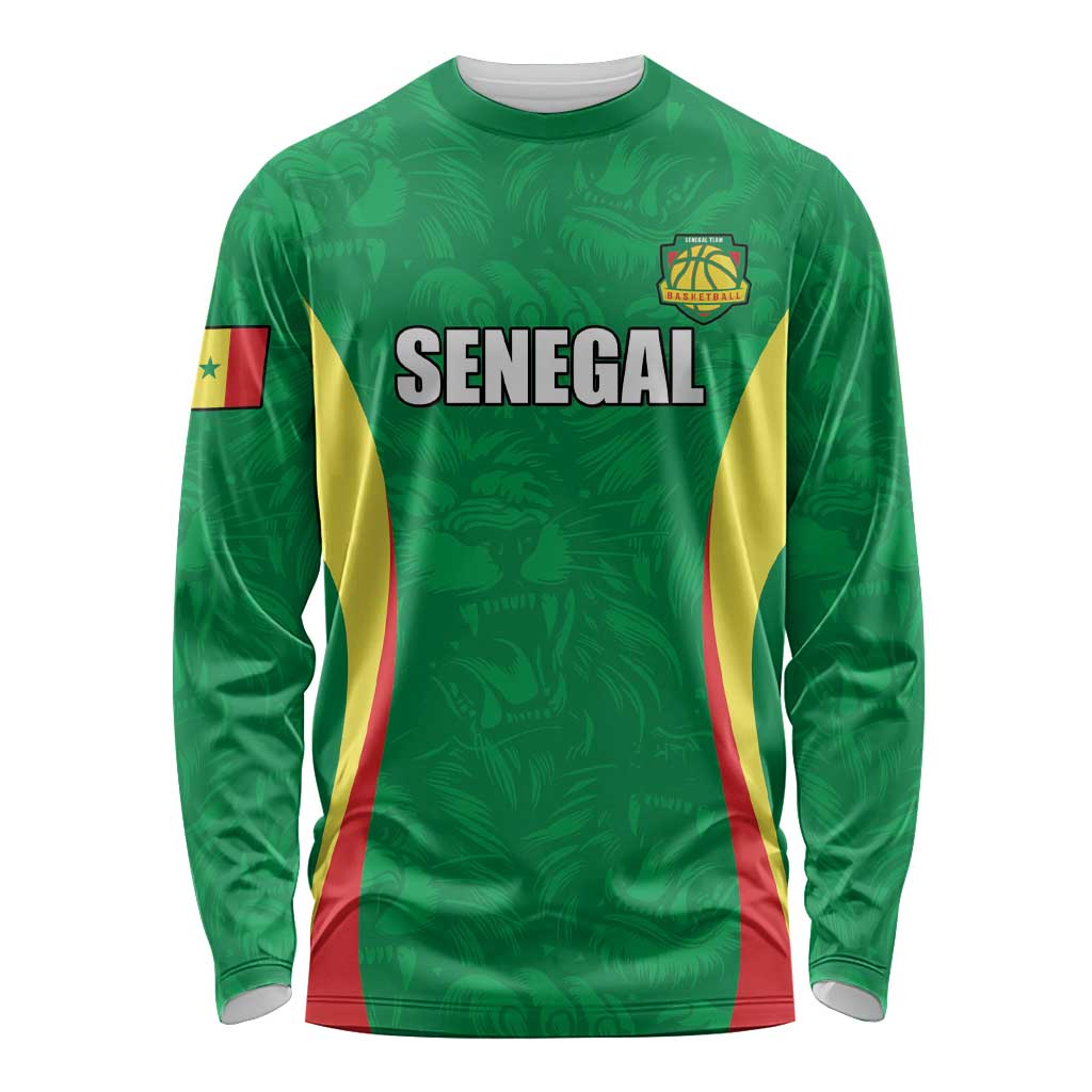 Custom Senegal Basketball Long Sleeve Shirt Go Champions Lions - Wonder Print Shop