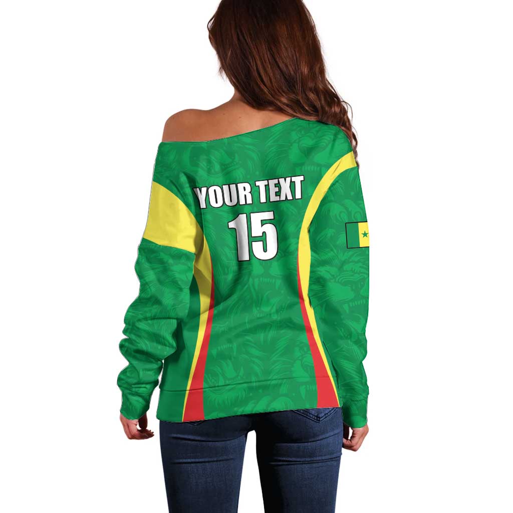 Custom Senegal Basketball Off Shoulder Sweater Go Champions Lions - Wonder Print Shop