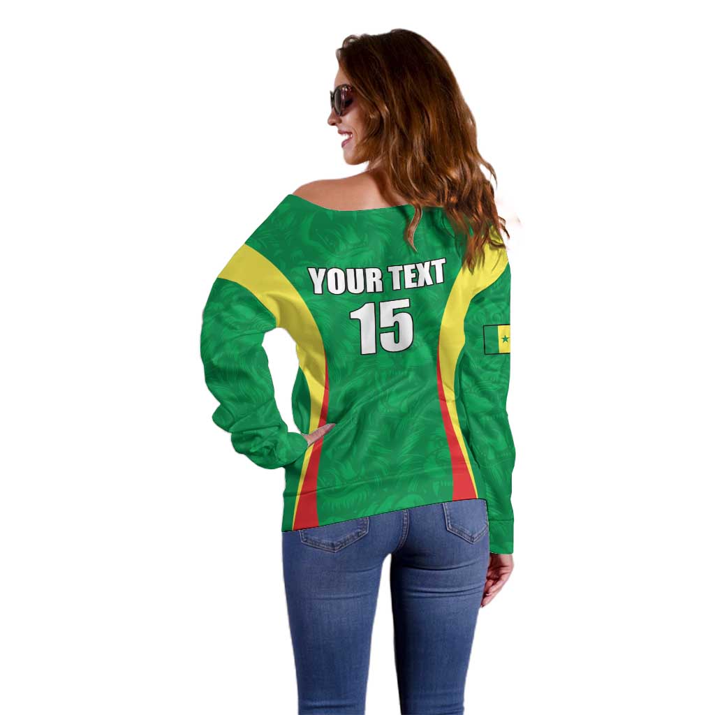 Custom Senegal Basketball Off Shoulder Sweater Go Champions Lions - Wonder Print Shop