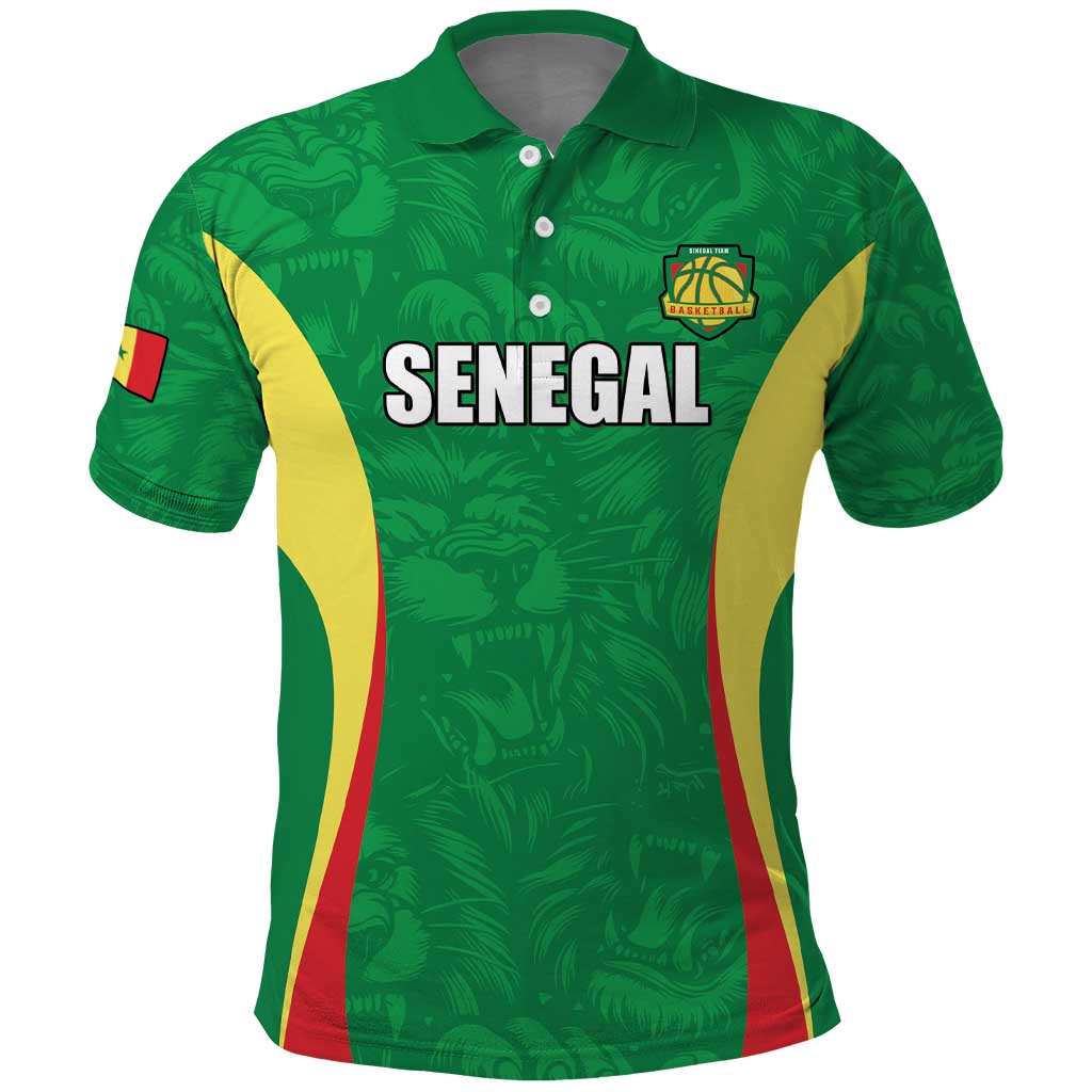 Custom Senegal Basketball Polo Shirt Go Champions Lions - Wonder Print Shop