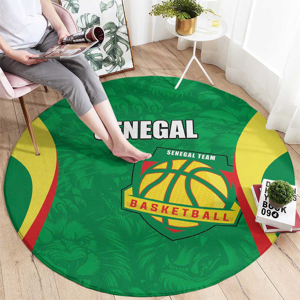 Custom Senegal Basketball Round Carpet Go Champions Lions - Wonder Print Shop