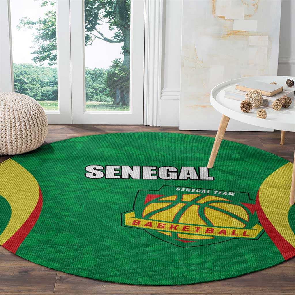 Custom Senegal Basketball Round Carpet Go Champions Lions - Wonder Print Shop