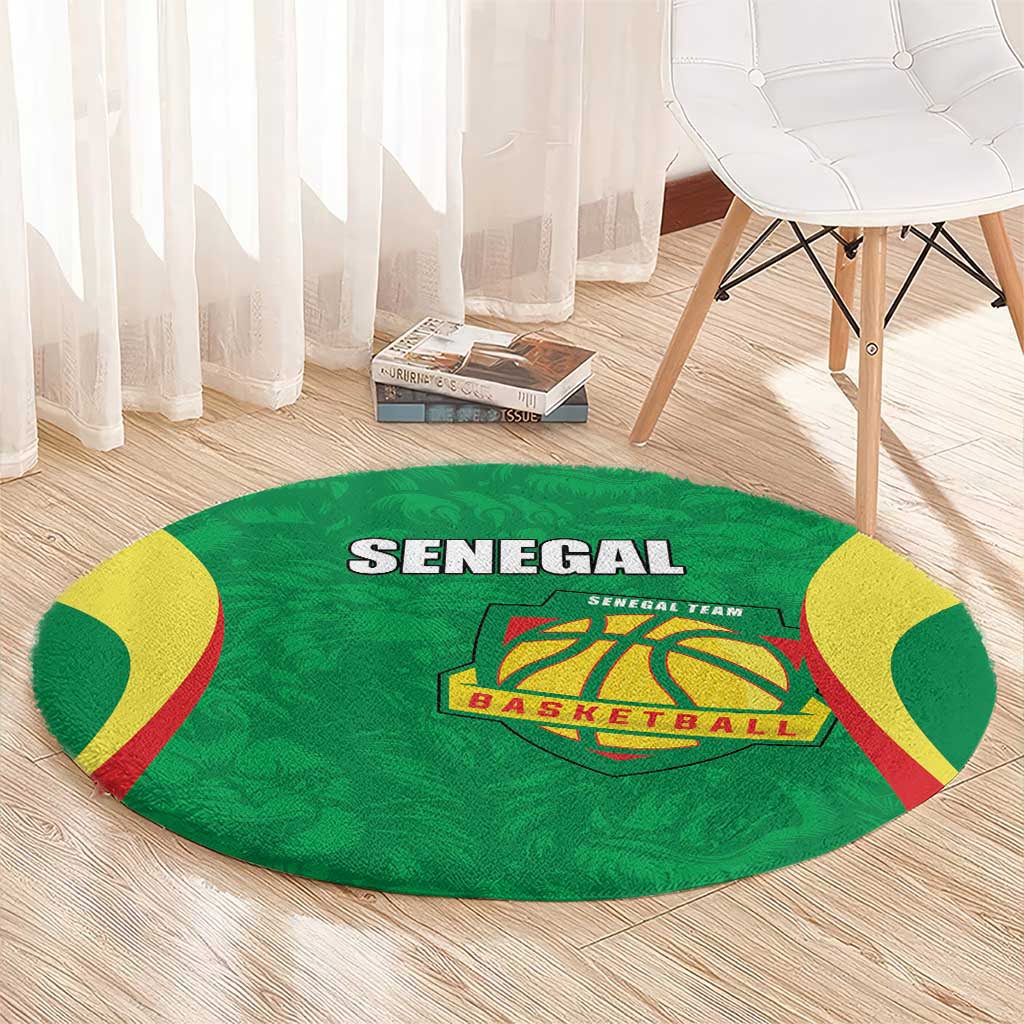 Custom Senegal Basketball Round Carpet Go Champions Lions - Wonder Print Shop