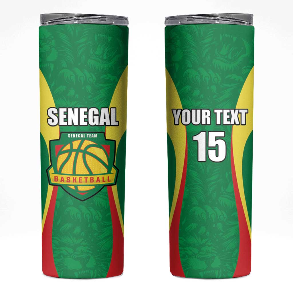 Custom Senegal Basketball Skinny Tumbler Go Champions Lions - Wonder Print Shop