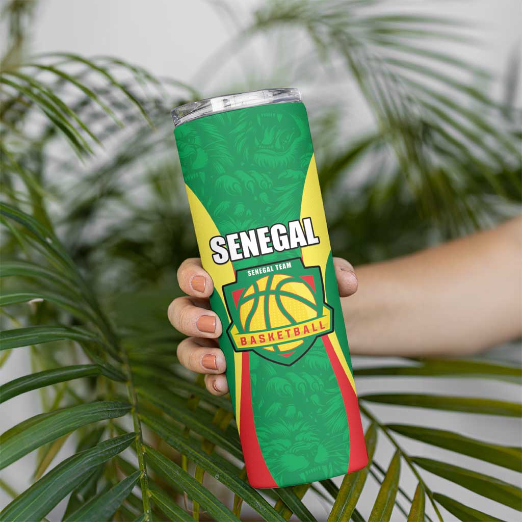 Custom Senegal Basketball Skinny Tumbler Go Champions Lions - Wonder Print Shop