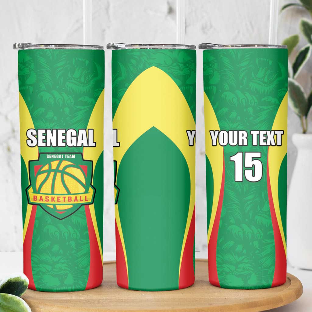 Custom Senegal Basketball Skinny Tumbler Go Champions Lions - Wonder Print Shop
