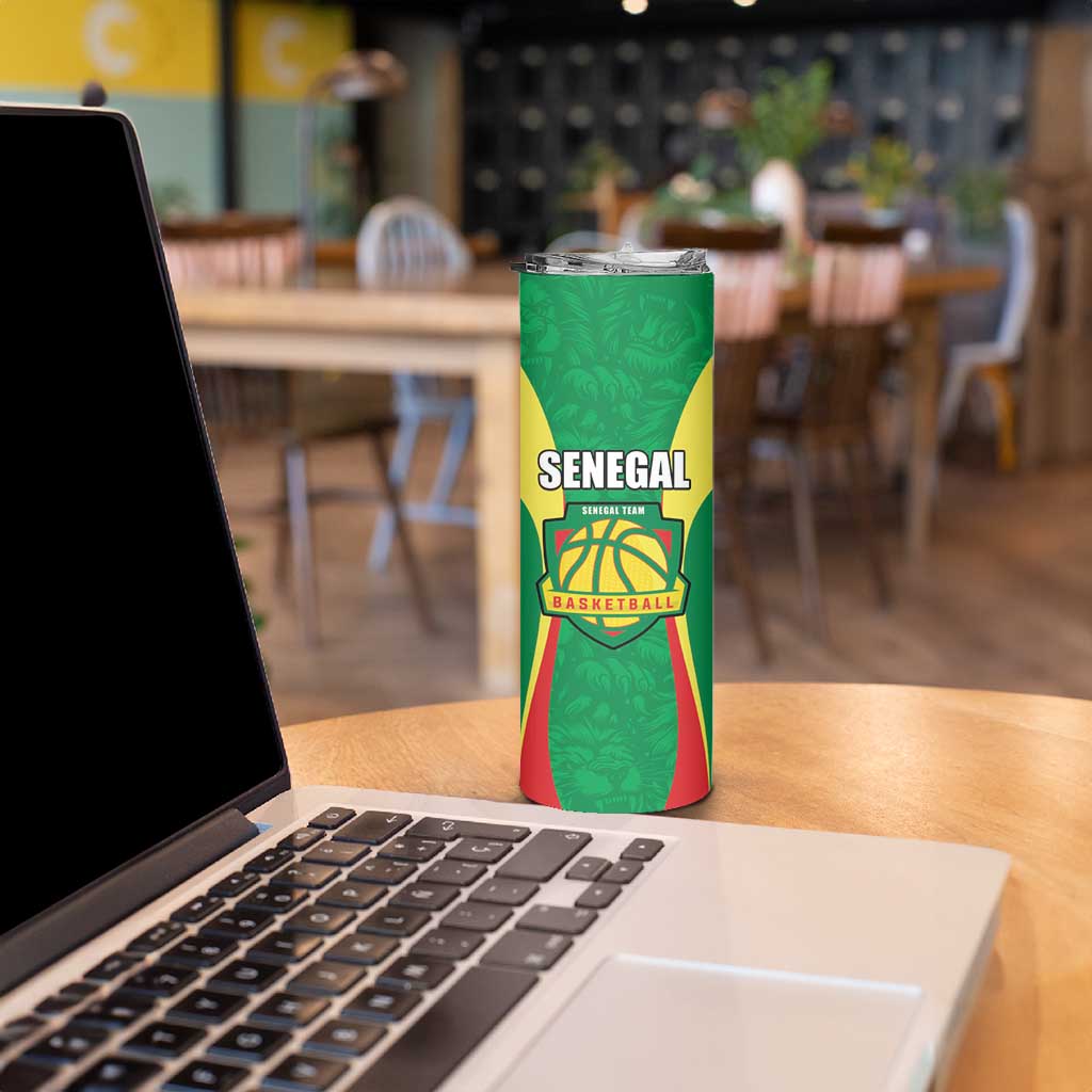 Custom Senegal Basketball Skinny Tumbler Go Champions Lions - Wonder Print Shop