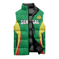 Custom Senegal Basketball Sleeveless Puffer Jacket Go Champions Lions - Wonder Print Shop