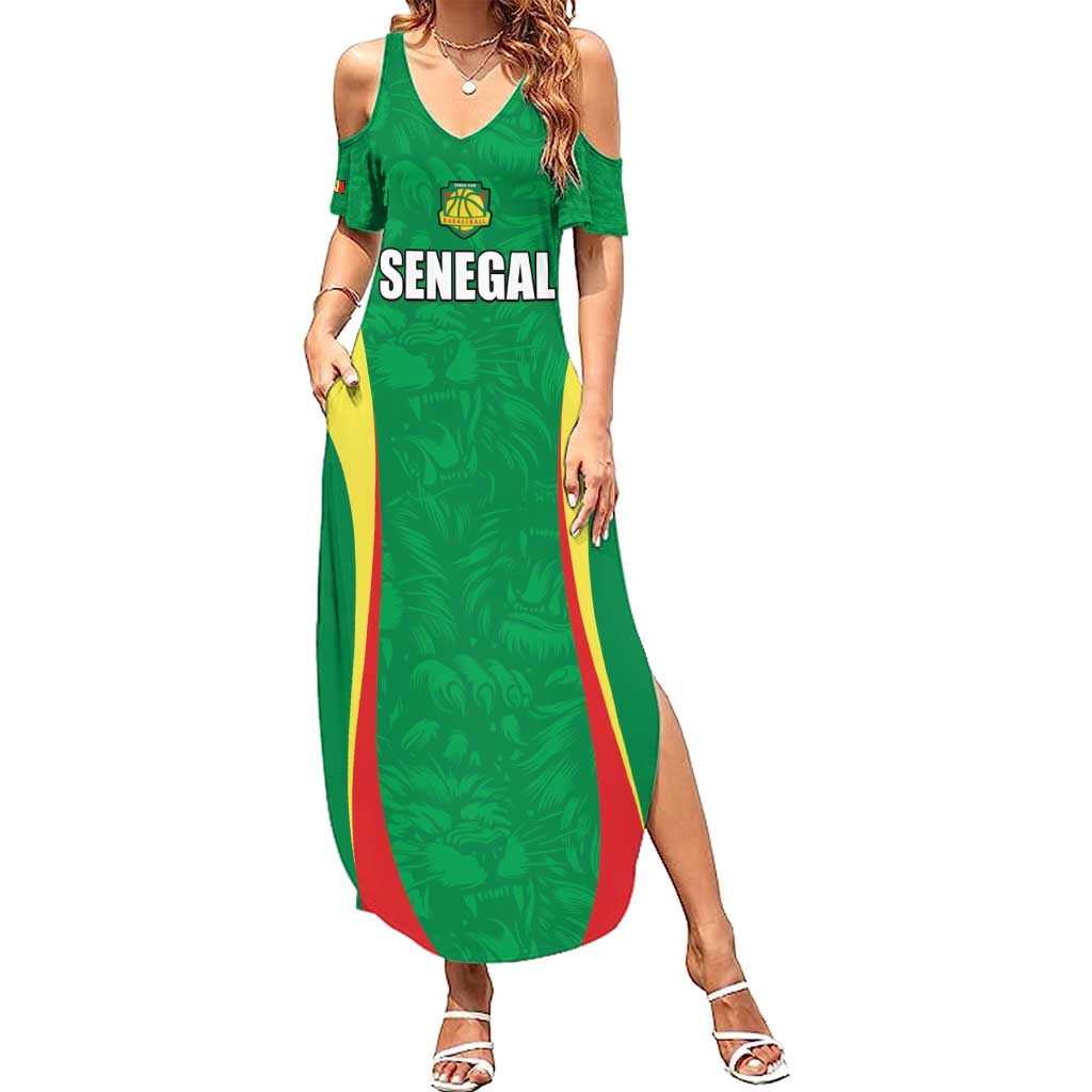 Custom Senegal Basketball Summer Maxi Dress Go Champions Lions - Wonder Print Shop