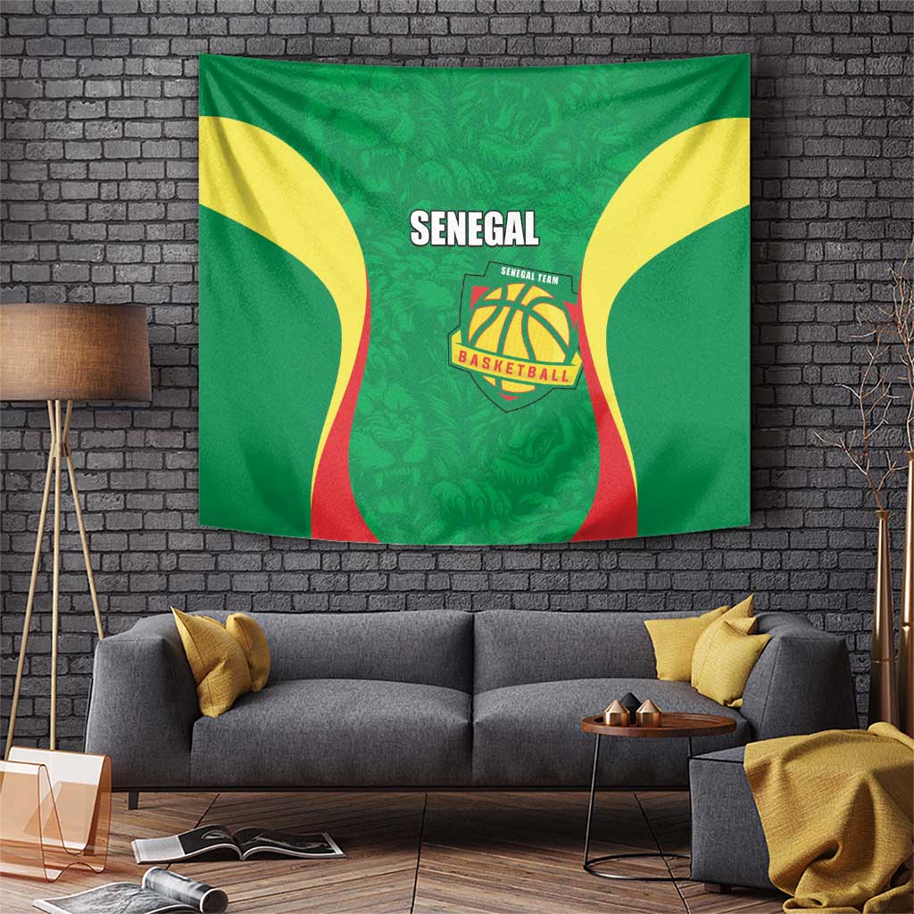 Custom Senegal Basketball Tapestry Go Champions Lions - Wonder Print Shop