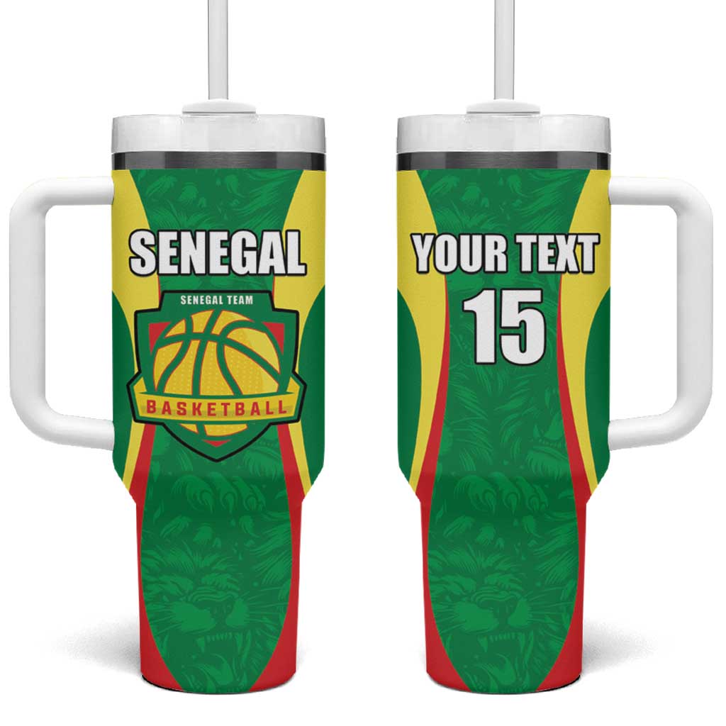 Custom Senegal Basketball Tumbler With Handle Go Champions Lions - Wonder Print Shop