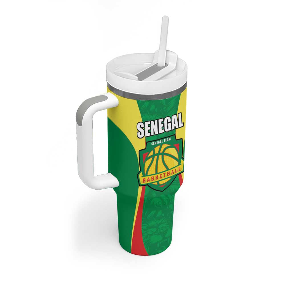 Custom Senegal Basketball Tumbler With Handle Go Champions Lions - Wonder Print Shop