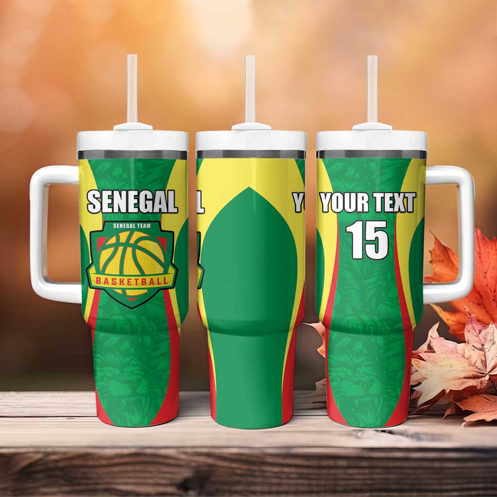 Custom Senegal Basketball Tumbler With Handle Go Champions Lions - Wonder Print Shop