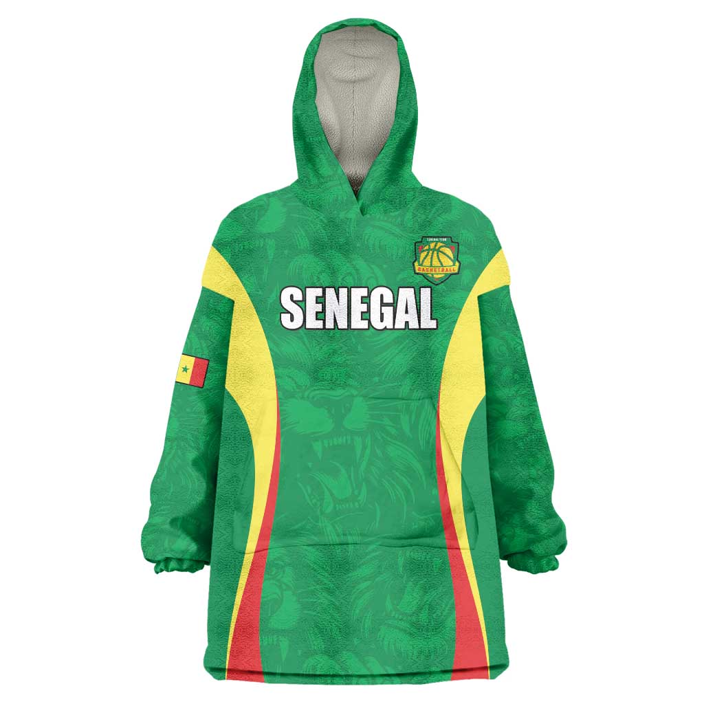 Custom Senegal Basketball Wearable Blanket Hoodie Go Champions Lions - Wonder Print Shop