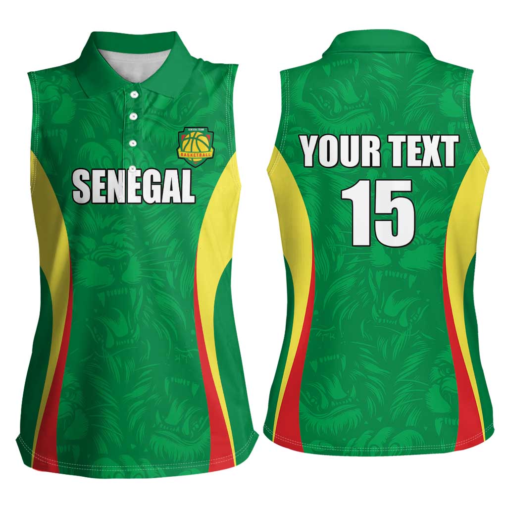 Custom Senegal Basketball Women Sleeveless Polo Shirt Go Champions Lions - Wonder Print Shop