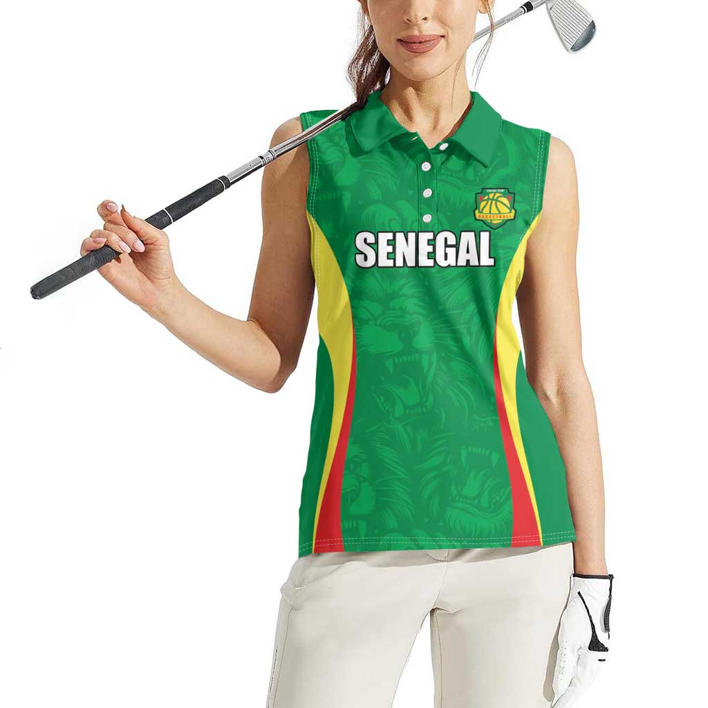 Custom Senegal Basketball Women Sleeveless Polo Shirt Go Champions Lions - Wonder Print Shop
