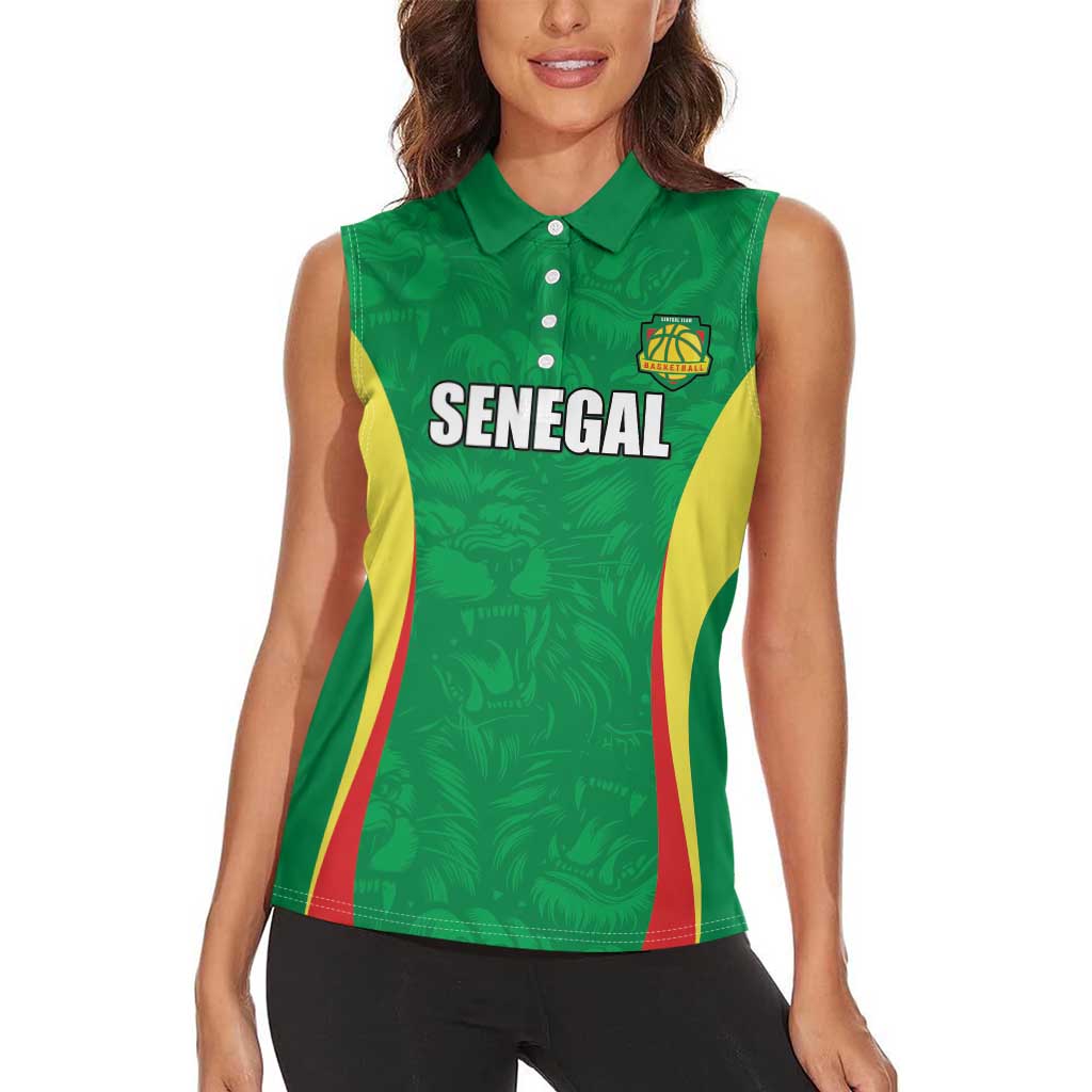 Custom Senegal Basketball Women Sleeveless Polo Shirt Go Champions Lions - Wonder Print Shop