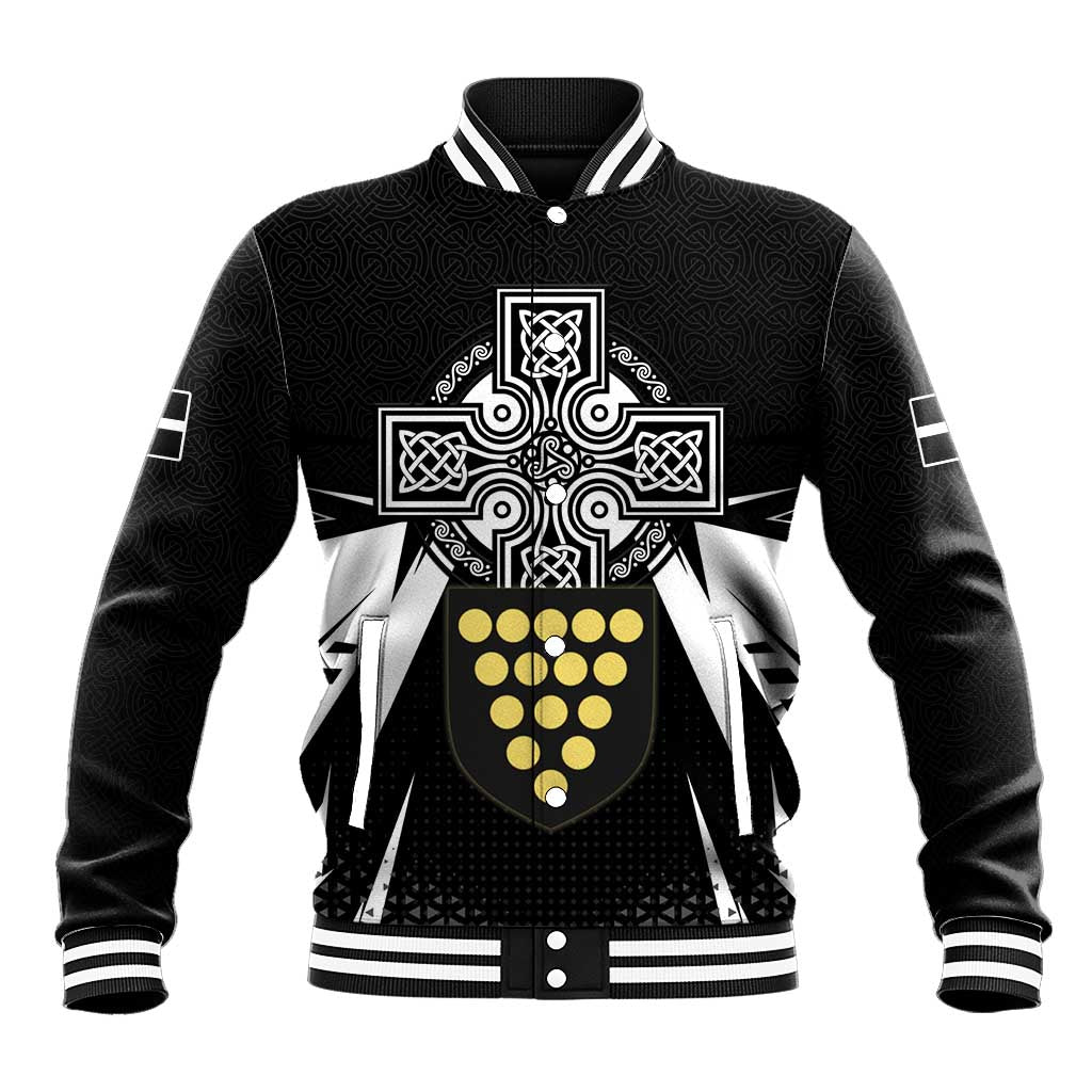 Cornwall Celtic Cross Baseball Jacket Coat Of Arms With Celtic Pattern - Wonder Print Shop