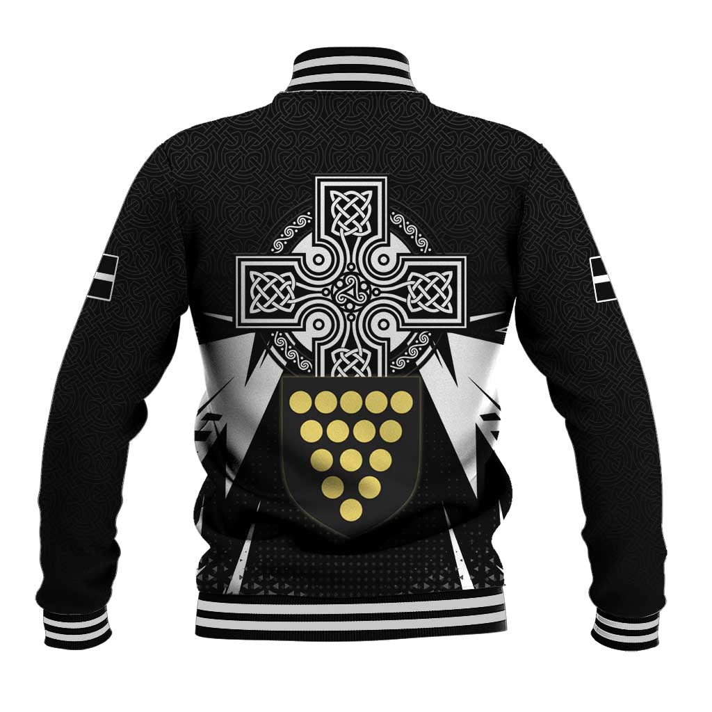 Cornwall Celtic Cross Baseball Jacket Coat Of Arms With Celtic Pattern - Wonder Print Shop