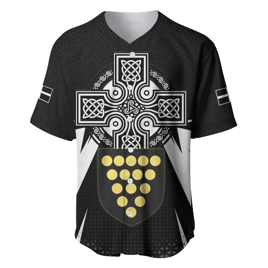 Cornwall Celtic Cross Baseball Jersey Coat Of Arms With Celtic Pattern - Wonder Print Shop