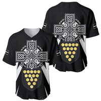 Cornwall Celtic Cross Baseball Jersey Coat Of Arms With Celtic Pattern - Wonder Print Shop