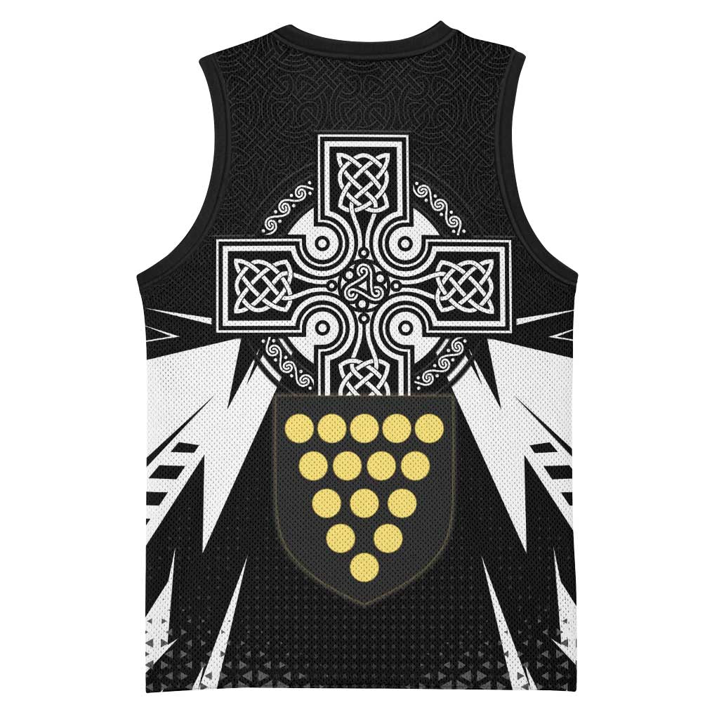 Cornwall Celtic Cross Basketball Jersey Coat Of Arms With Celtic Pattern - Wonder Print Shop