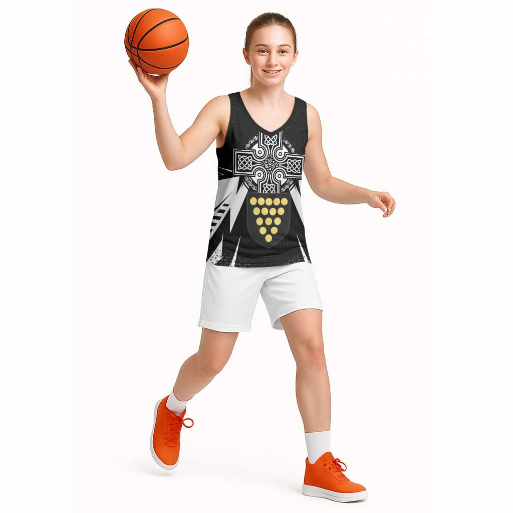 Cornwall Celtic Cross Basketball Jersey Coat Of Arms With Celtic Pattern - Wonder Print Shop