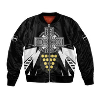 Cornwall Celtic Cross Bomber Jacket Coat Of Arms With Celtic Pattern - Wonder Print Shop