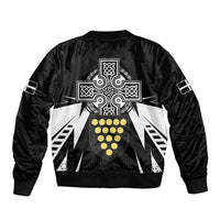 Cornwall Celtic Cross Bomber Jacket Coat Of Arms With Celtic Pattern - Wonder Print Shop