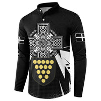 Cornwall Celtic Cross Button Sweatshirt Coat Of Arms With Celtic Pattern - Wonder Print Shop