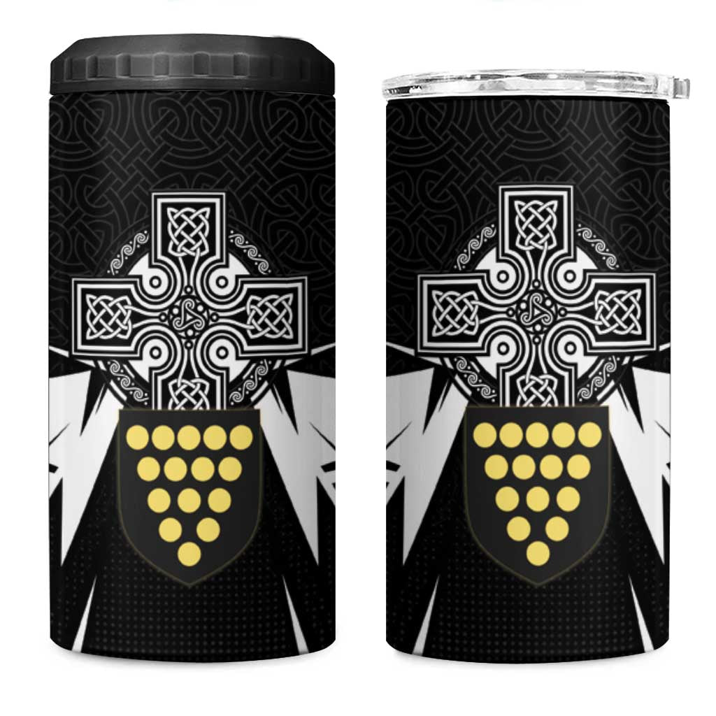 Cornwall Celtic Cross 4 in 1 Can Cooler Tumbler Coat Of Arms With Celtic Pattern - Wonder Print Shop