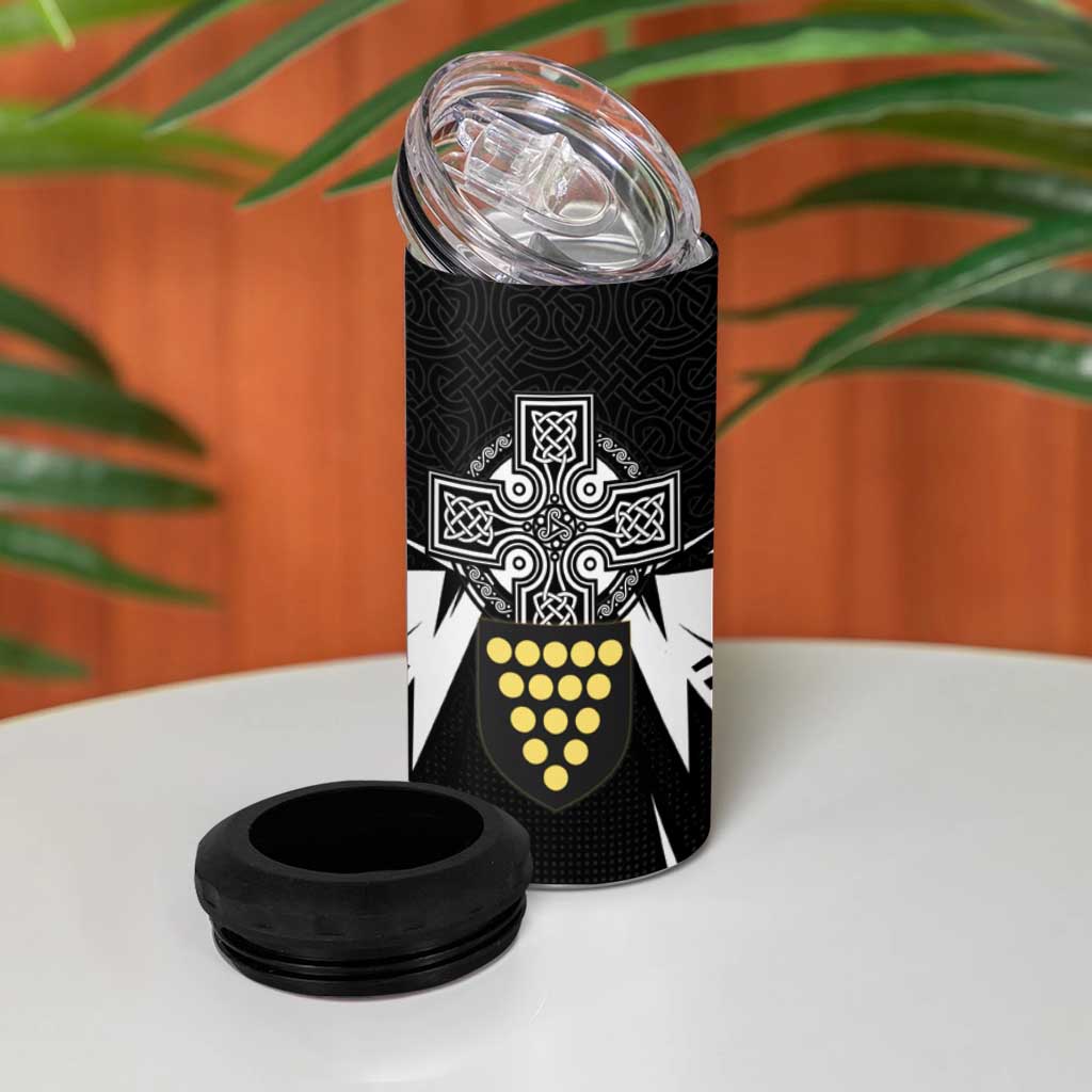 Cornwall Celtic Cross 4 in 1 Can Cooler Tumbler Coat Of Arms With Celtic Pattern - Wonder Print Shop