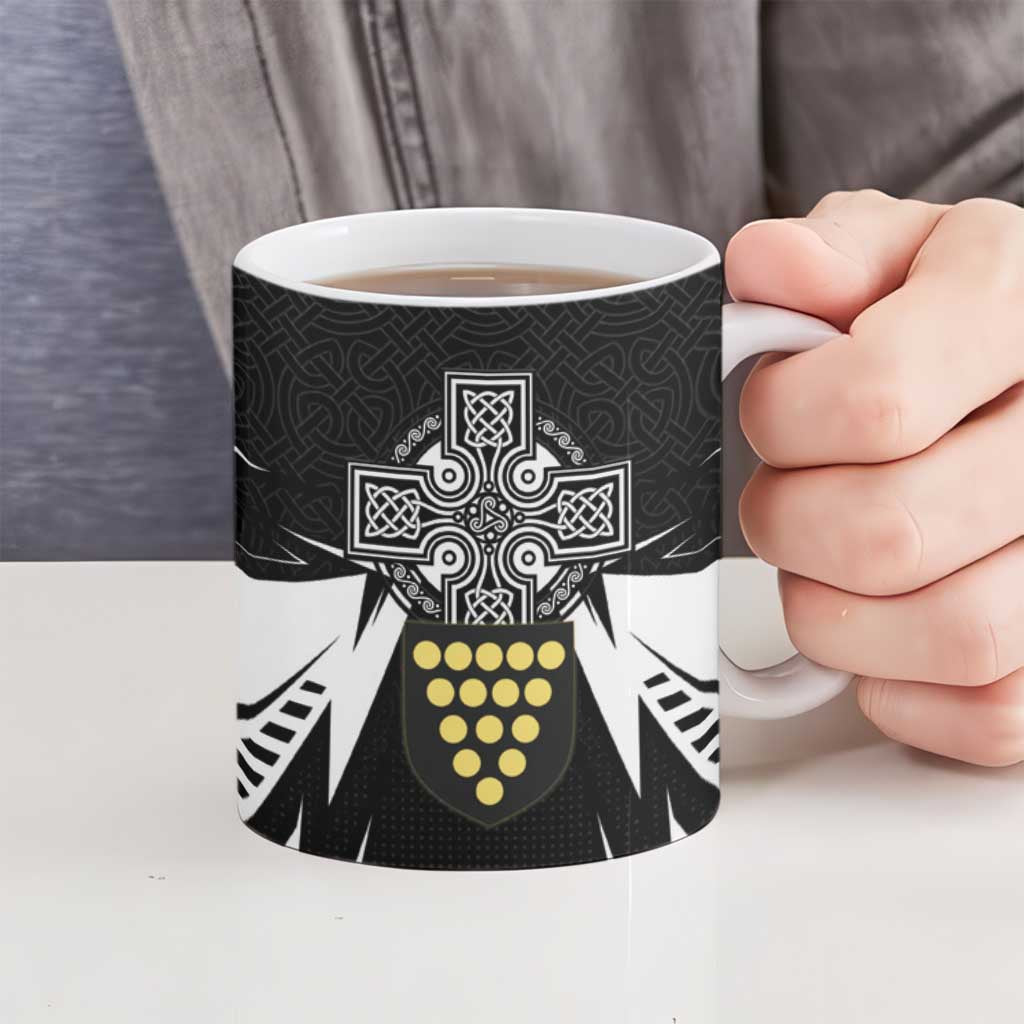 Cornwall Celtic Cross Ceramic Mug Coat Of Arms With Celtic Pattern - Wonder Print Shop