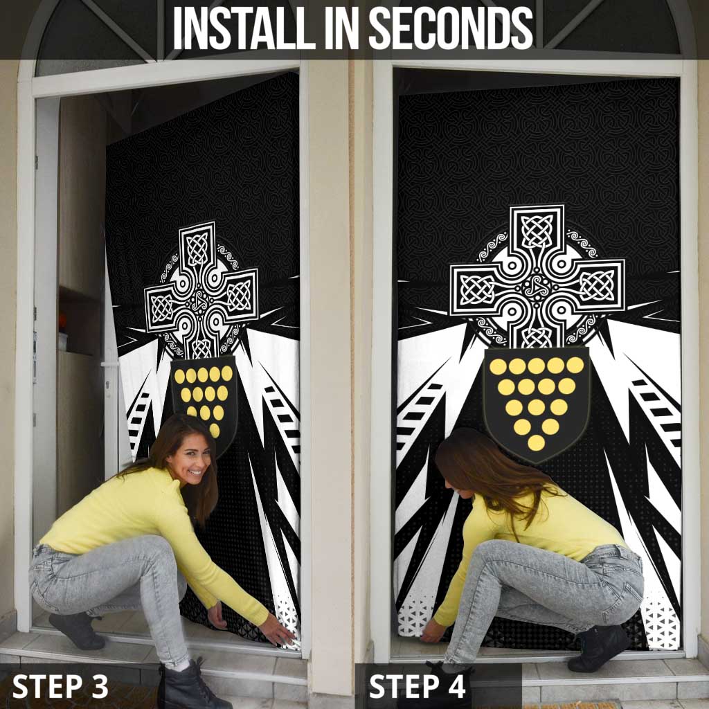 Cornwall Celtic Cross Door Cover Coat Of Arms With Celtic Pattern - Wonder Print Shop
