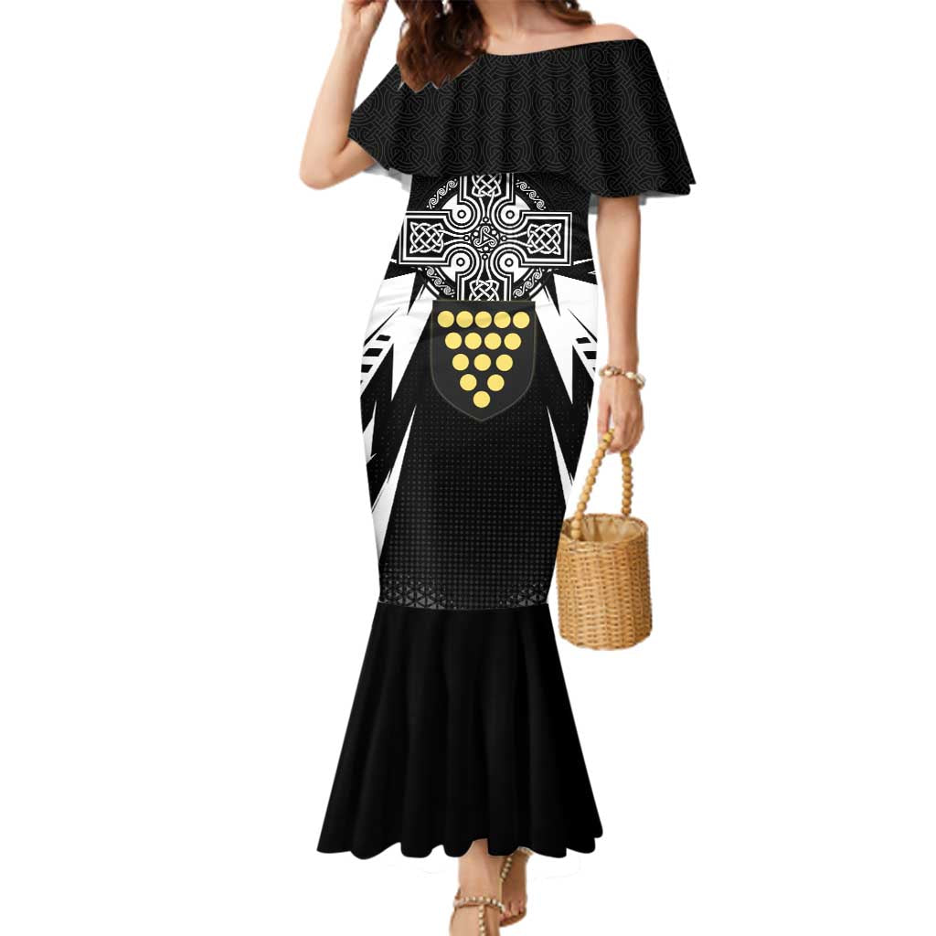 Cornwall Celtic Cross Family Matching Mermaid Dress and Hawaiian Shirt Coat Of Arms With Celtic Pattern - Wonder Print Shop