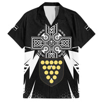 Cornwall Celtic Cross Family Matching Off The Shoulder Long Sleeve Dress and Hawaiian Shirt Coat Of Arms With Celtic Pattern - Wonder Print Shop