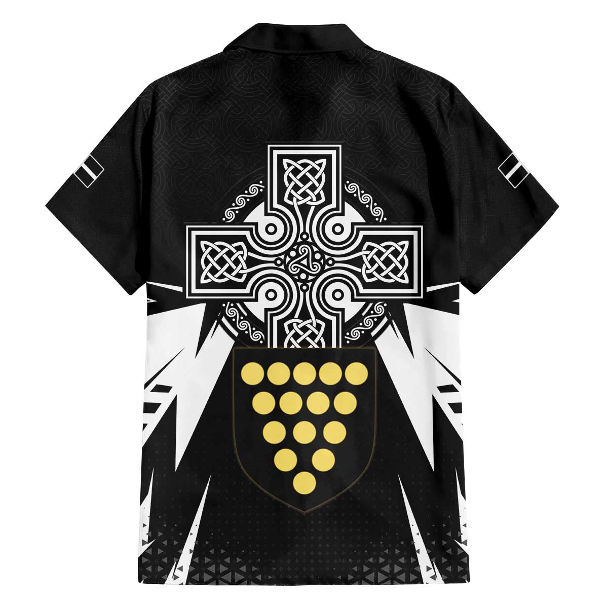 Cornwall Celtic Cross Family Matching Off The Shoulder Long Sleeve Dress and Hawaiian Shirt Coat Of Arms With Celtic Pattern - Wonder Print Shop