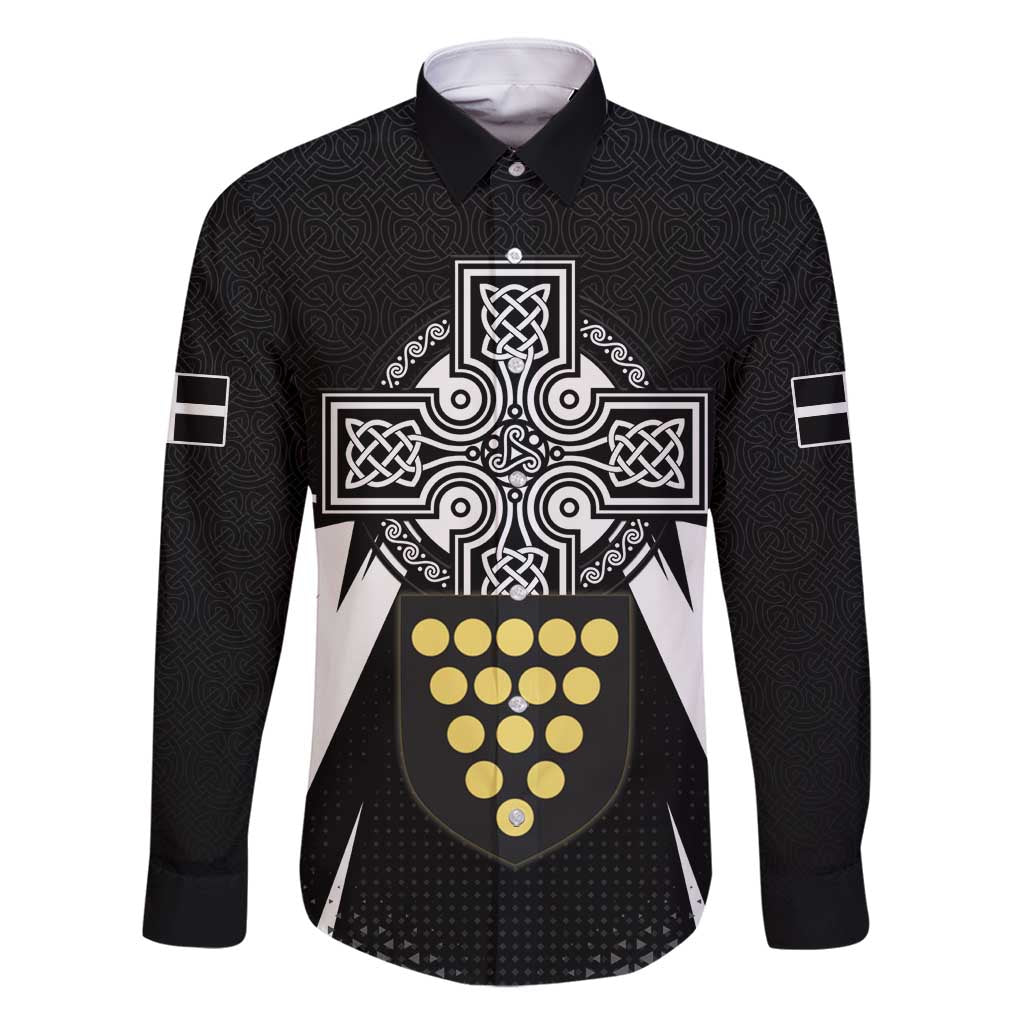 Cornwall Celtic Cross Family Matching Off Shoulder Maxi Dress and Hawaiian Shirt Coat Of Arms With Celtic Pattern - Wonder Print Shop