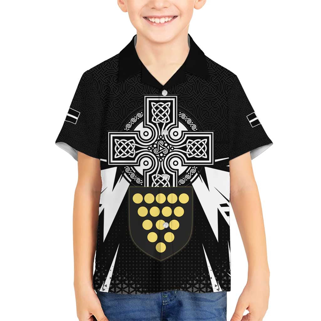 Cornwall Celtic Cross Family Matching Off Shoulder Short Dress and Hawaiian Shirt Coat Of Arms With Celtic Pattern - Wonder Print Shop