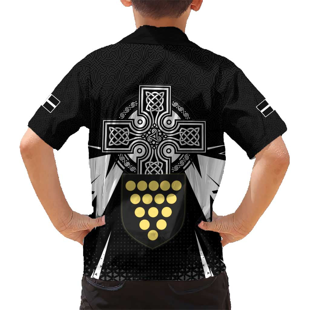 Cornwall Celtic Cross Family Matching Short Sleeve Bodycon Dress and Hawaiian Shirt Coat Of Arms With Celtic Pattern - Wonder Print Shop