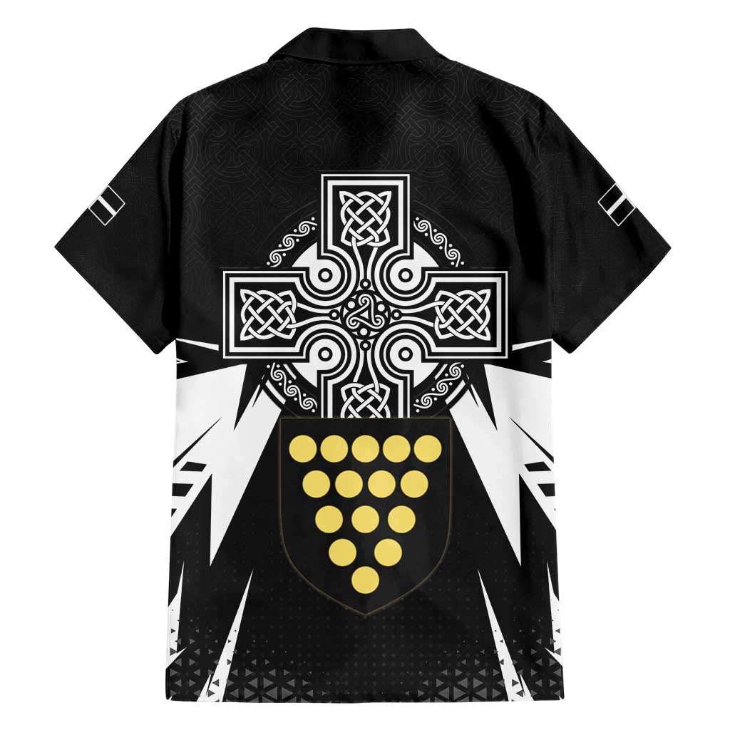 Cornwall Celtic Cross Family Matching Short Sleeve Bodycon Dress and Hawaiian Shirt Coat Of Arms With Celtic Pattern - Wonder Print Shop
