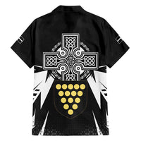 Cornwall Celtic Cross Family Matching Short Sleeve Bodycon Dress and Hawaiian Shirt Coat Of Arms With Celtic Pattern - Wonder Print Shop