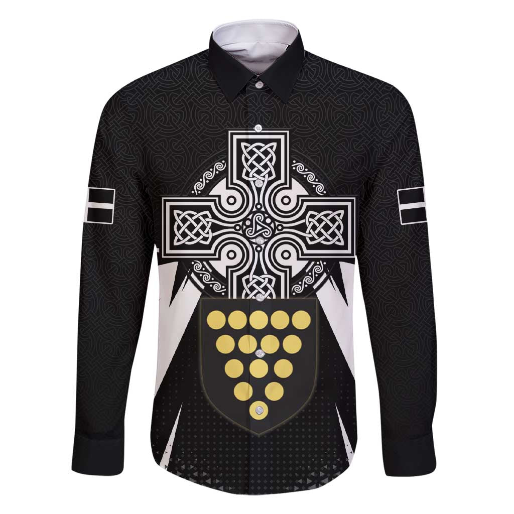 Cornwall Celtic Cross Family Matching Short Sleeve Bodycon Dress and Hawaiian Shirt Coat Of Arms With Celtic Pattern - Wonder Print Shop