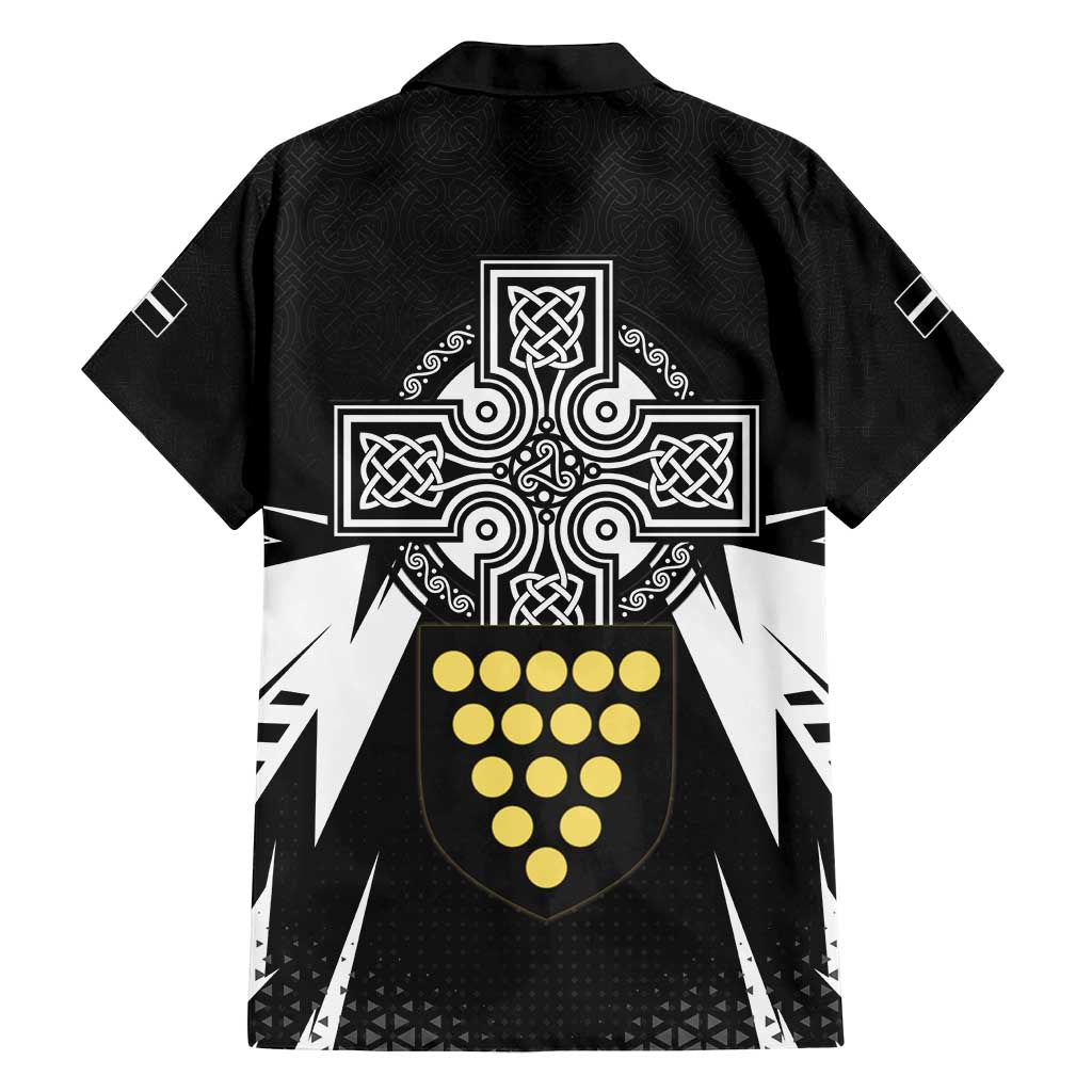 Cornwall Celtic Cross Family Matching Summer Maxi Dress and Hawaiian Shirt Coat Of Arms With Celtic Pattern - Wonder Print Shop