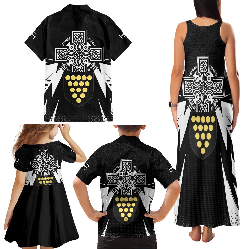 Cornwall Celtic Cross Family Matching Tank Maxi Dress and Hawaiian Shirt Coat Of Arms With Celtic Pattern - Wonder Print Shop