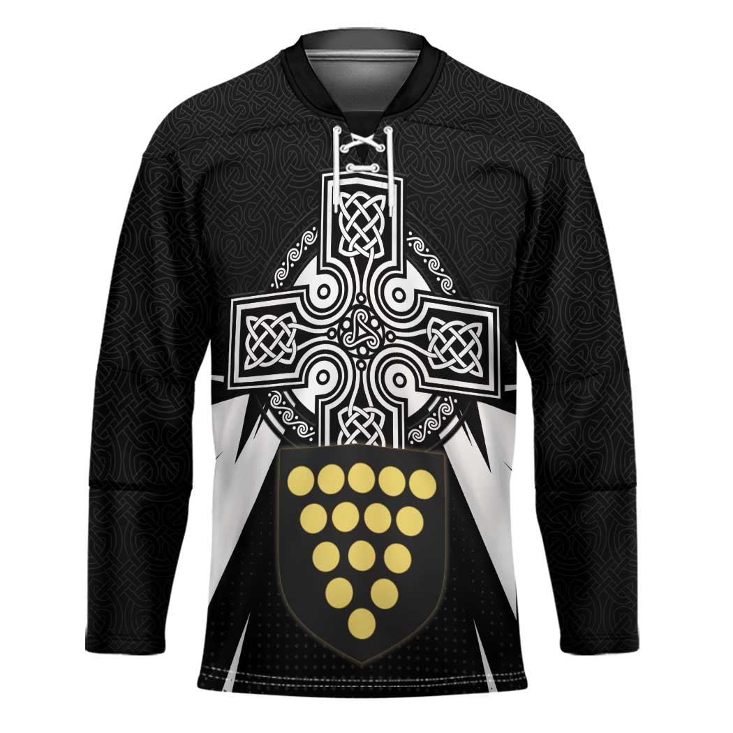 Cornwall Celtic Cross Hockey Jersey Coat Of Arms With Celtic Pattern - Wonder Print Shop