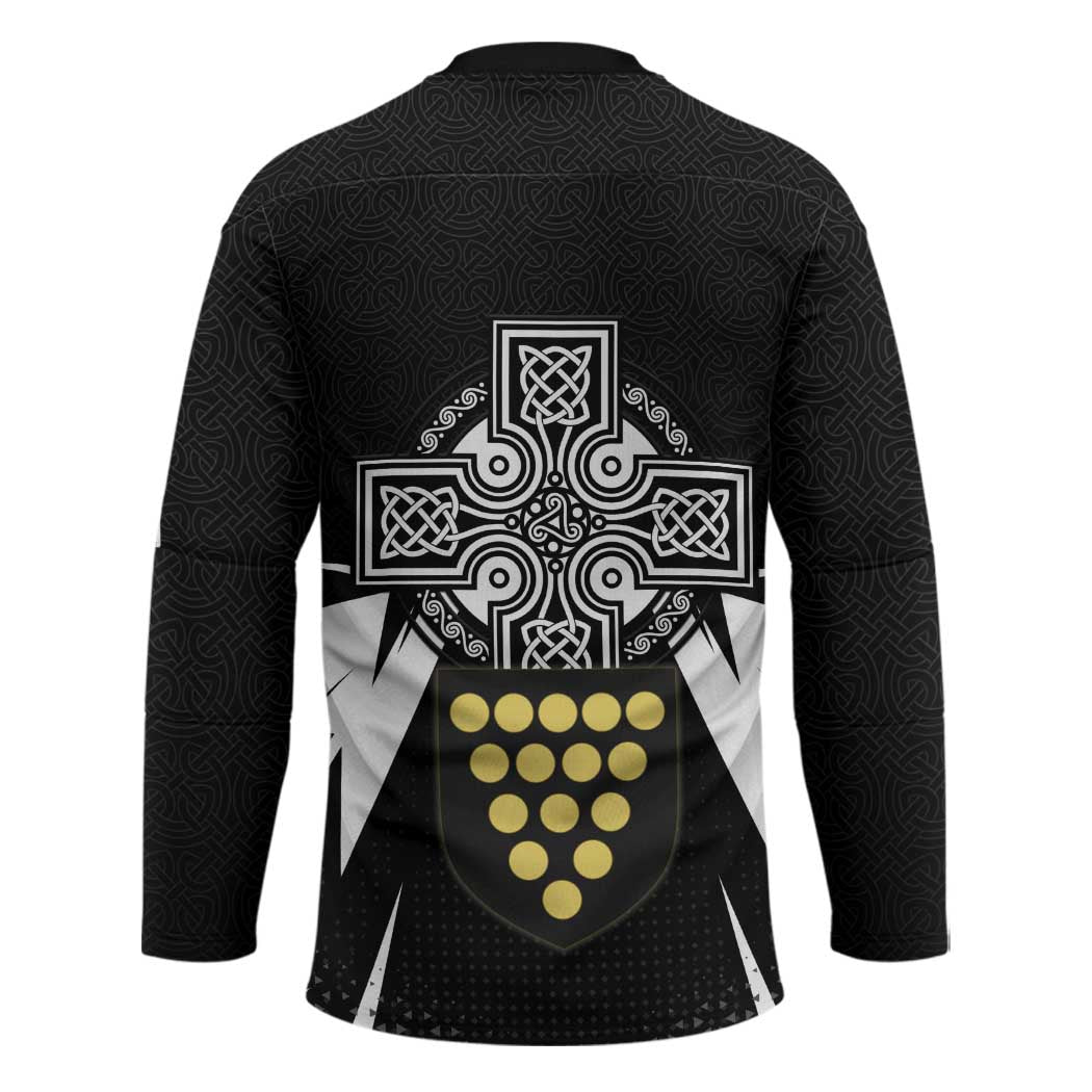 Cornwall Celtic Cross Hockey Jersey Coat Of Arms With Celtic Pattern - Wonder Print Shop