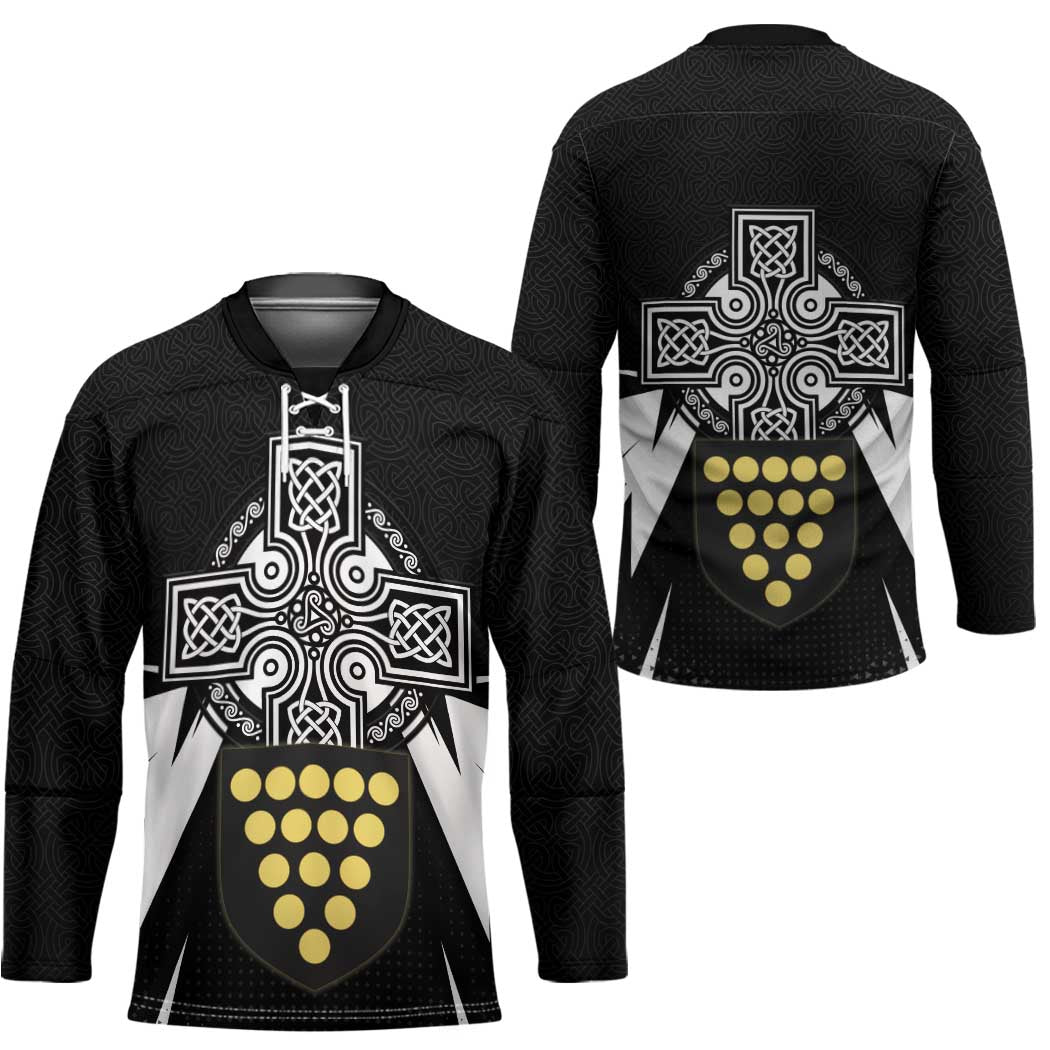 Cornwall Celtic Cross Hockey Jersey Coat Of Arms With Celtic Pattern - Wonder Print Shop