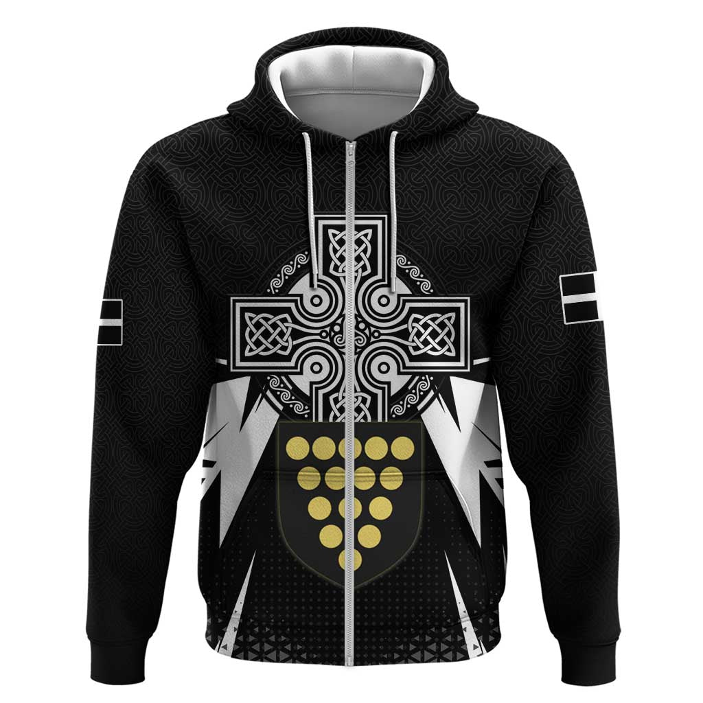 Cornwall Celtic Cross Hoodie Coat Of Arms With Celtic Pattern - Wonder Print Shop