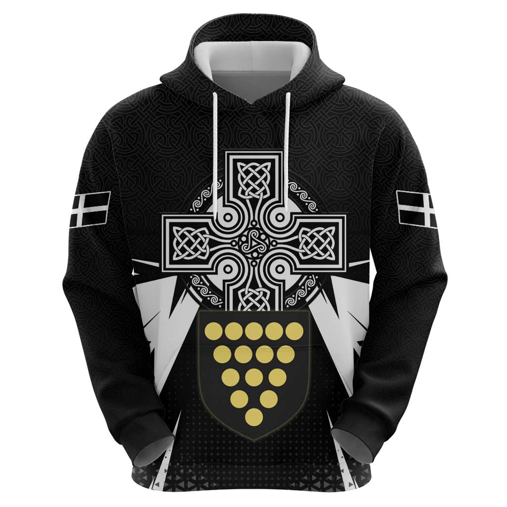 Cornwall Celtic Cross Hoodie Coat Of Arms With Celtic Pattern - Wonder Print Shop